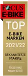 Focus Top E-Bike Brands 2021/2022 Auszeichnung