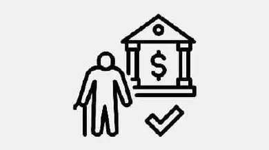Icon Person mit Gehstock vor Bank