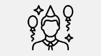 Icon Mann mit Partyhut und Ballons 