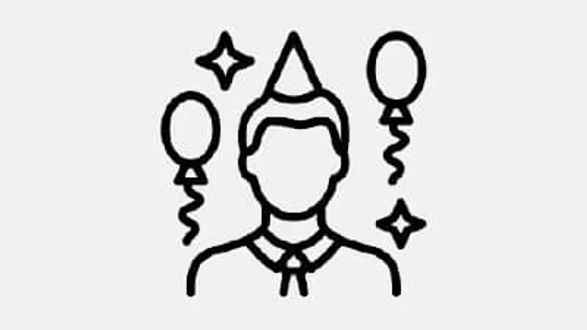Icon Mann mit Partyhut und Ballons 