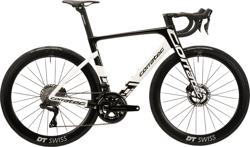 CCT Evo Rennrad von corratec mit schwarz-weißen Rahmenfarben