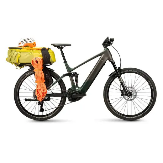 corratec Huberbuam bike with climbing equipment on carrier